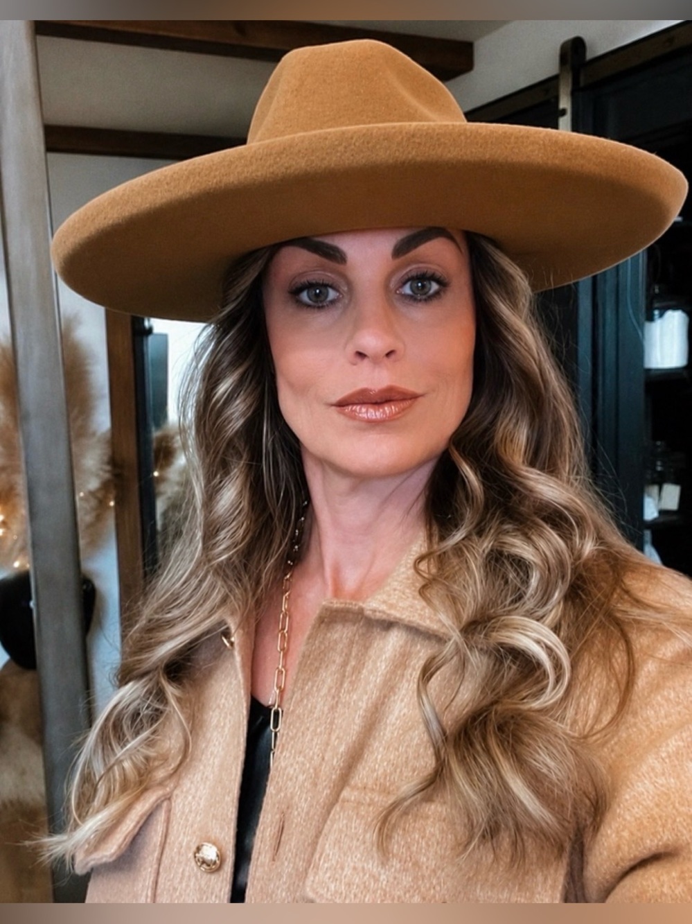 Gigi Pip Maude wide brim fedora in cinnamon sz 57 wool NWT - Picture 5 of 5